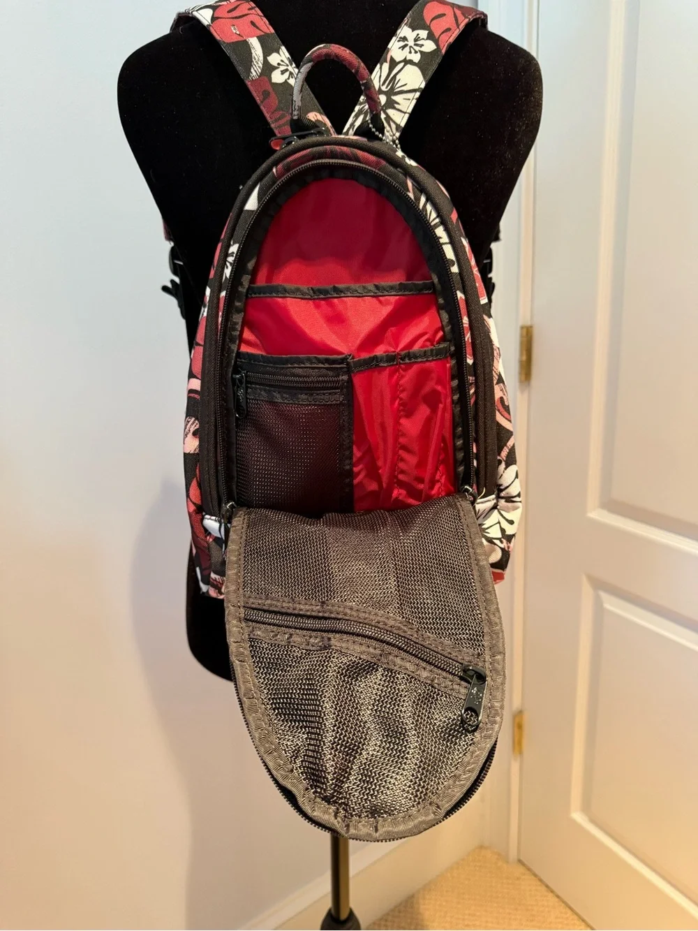 Dakine Black and Red Floral Mini Backpack